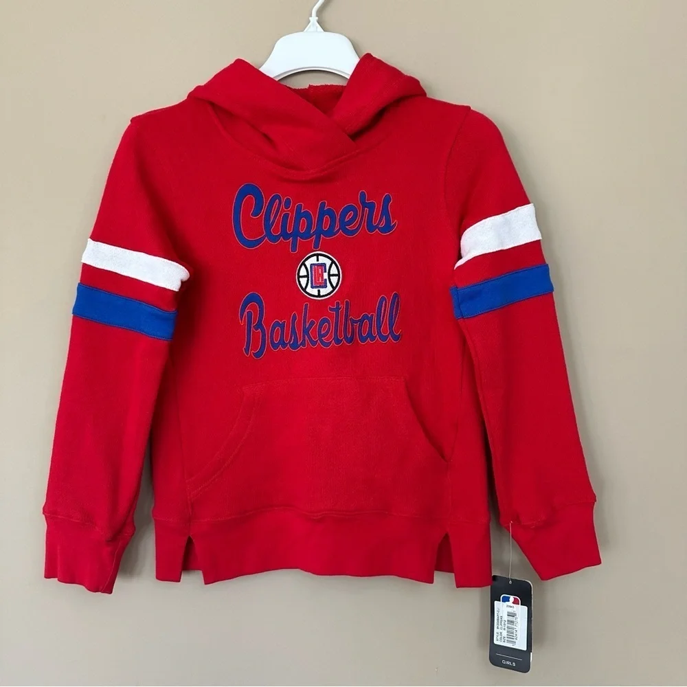 NEW Girls Medium 10-12 Clippers Basketball Hoodie NBA Red White Blue Sweatshirt